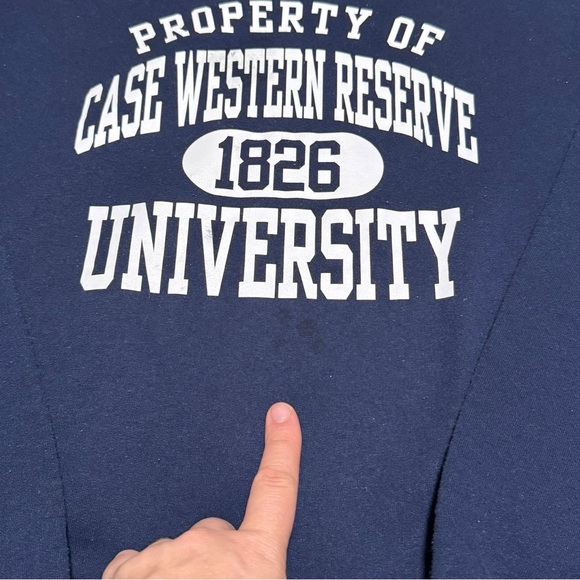 2000s Jerzees Case Western Reserve University Stained Crewneck Sweatshirt 2XL - Picture 3 of 5